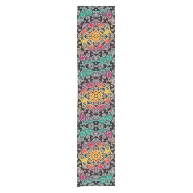 Kaleidoscope Fractal Pattern XVI + your ideas Short Table Runner (Front)
