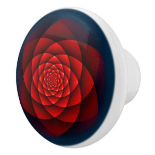 Kaleidoscope Fractal - red rose + your ideas Ceramic Knob
