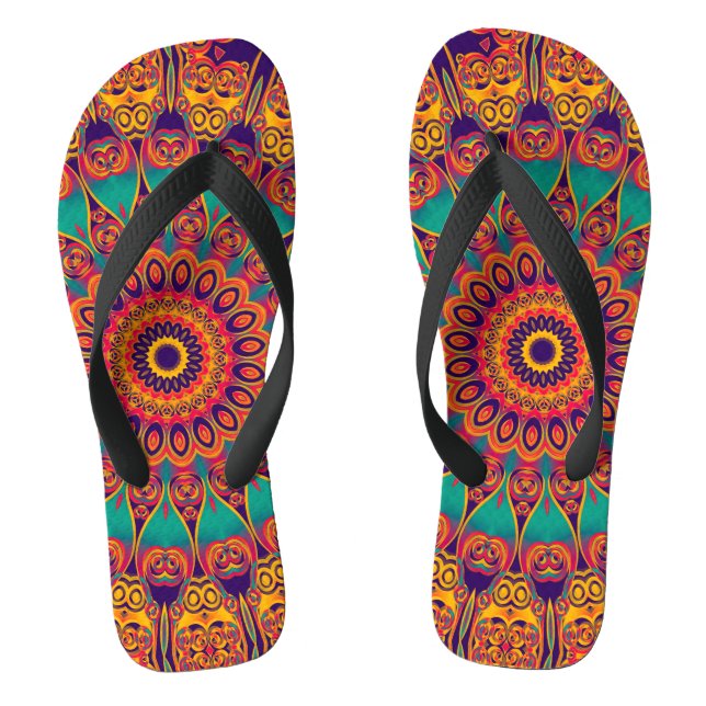 Kaleidoscope Fractal - tattoo II + your ideas Thongs (Footbed)