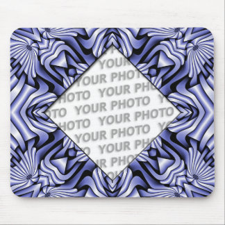 Kaleidoscope frameART - blue + your photo & text Mouse Pad