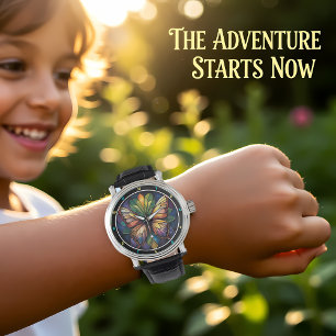Kaleidoscope Garden" - Stained Glass Butterfly Watch