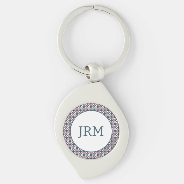 Kaleidoscope Geometric Pattern Pink Key Ring (Front)