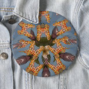 Kaleidoscope Giraffe Mandala: Abstract Safari Art 6 Cm Round Badge