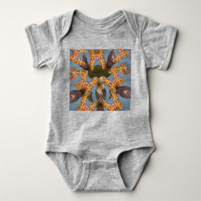 Kaleidoscope Giraffe Mandala: Abstract Safari Art Baby Bodysuit (Front)