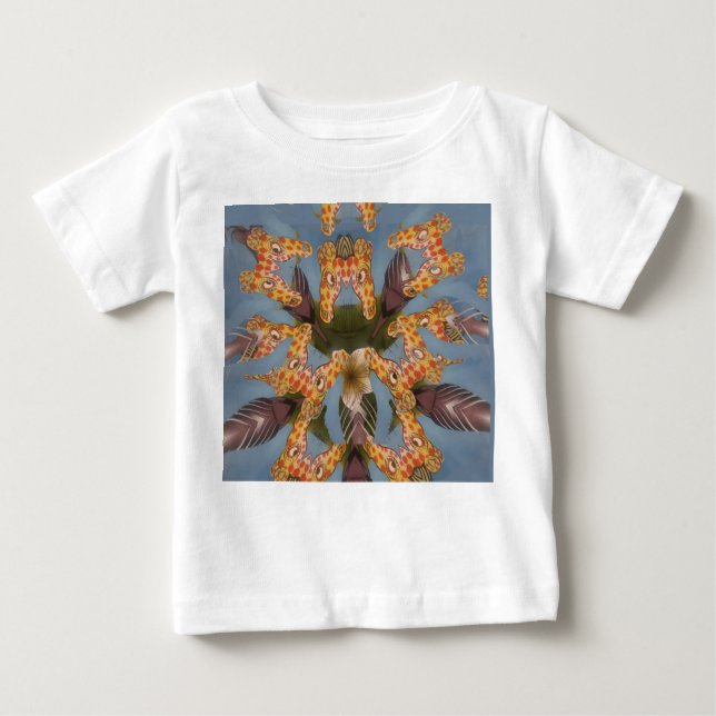 Kaleidoscope Giraffe Mandala: Abstract Safari Art Baby T-Shirt (Front)