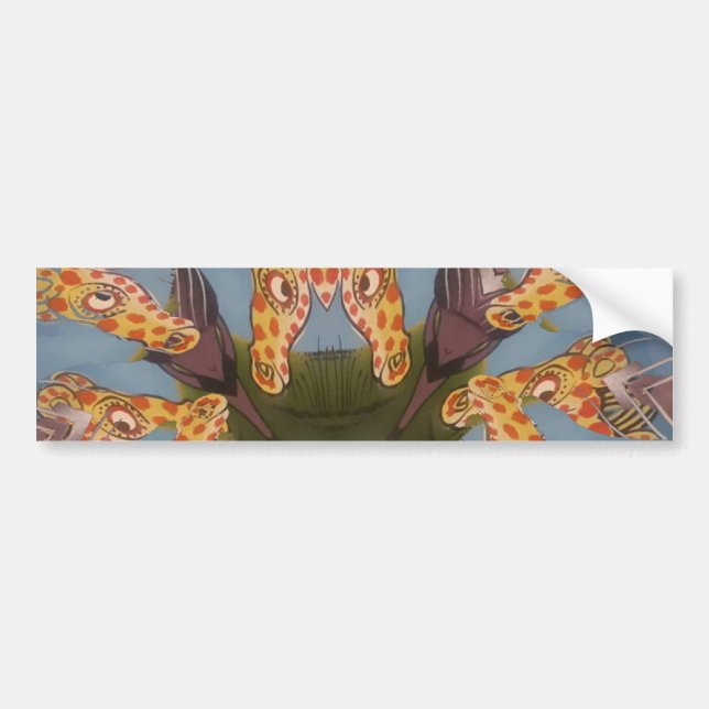 Kaleidoscope Giraffe Mandala: Abstract Safari Art Bumper Sticker (Front)