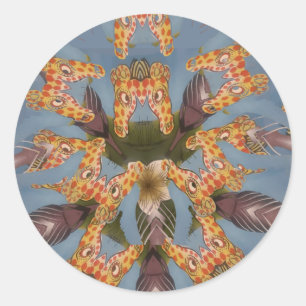 Kaleidoscope Giraffe Mandala: Abstract Safari Art Classic Round Sticker