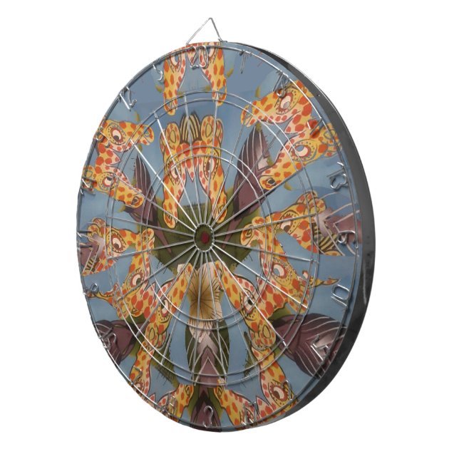Kaleidoscope Giraffe Mandala: Abstract Safari Art Dartboard (Front Right)