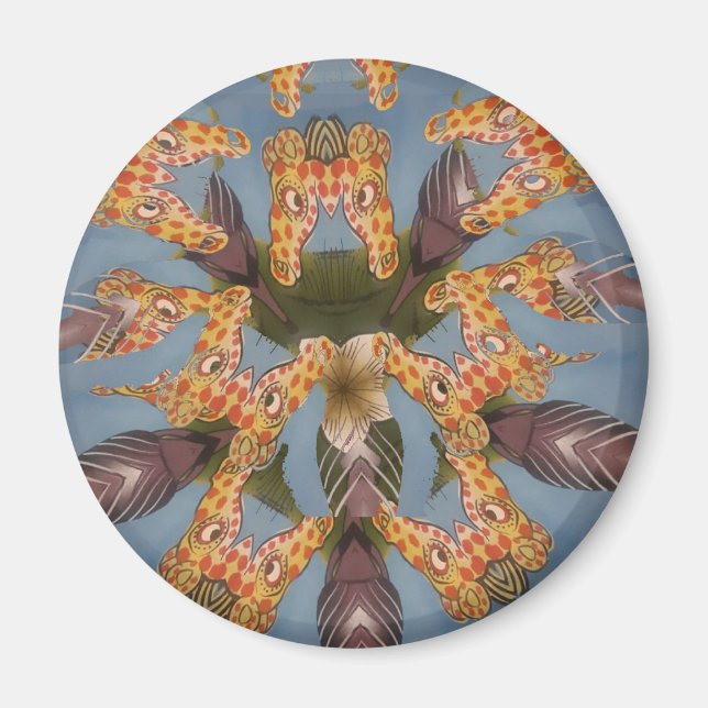 Kaleidoscope Giraffe Mandala: Abstract Safari Art Magnet (Front)
