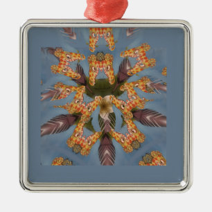 Kaleidoscope Giraffe Mandala: Abstract Safari Art Metal Ornament