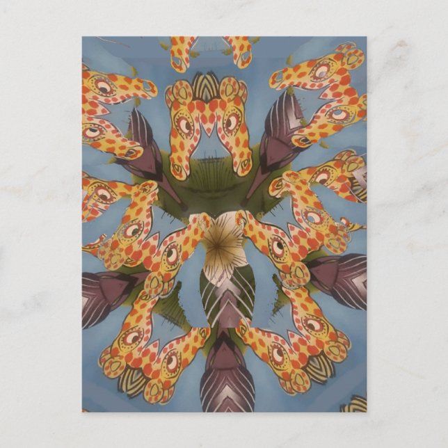 Kaleidoscope Giraffe Mandala: Abstract Safari Art Postcard (Front)