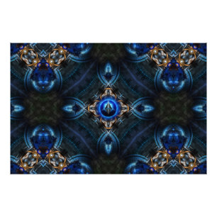 Kaleidoscope Golden Blue x75 Photo Print