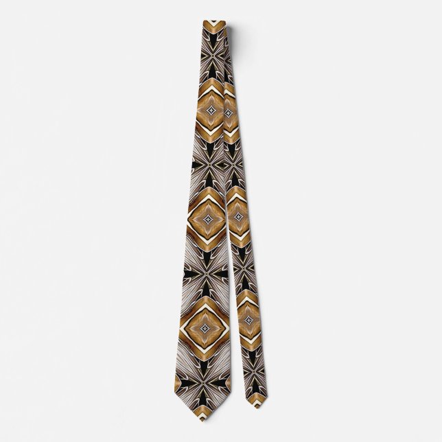 Kaleidoscope Golden-Bronze Pattern Tie (Front)