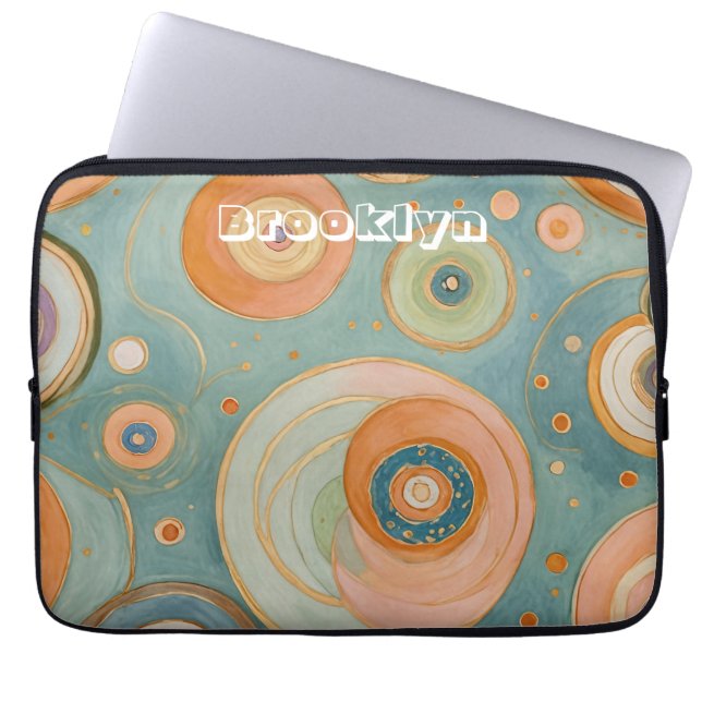Kaleidoscope Harmony: The Swirly Pastel Circles Laptop Sleeve (Front)