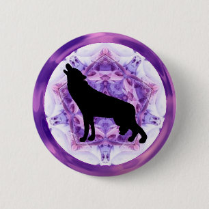Kaleidoscope Howling Wolf 6 Cm Round Badge