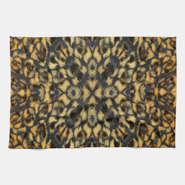 Kaleidoscope Leopard Fur Pattern Tea Towel (Horizontal)