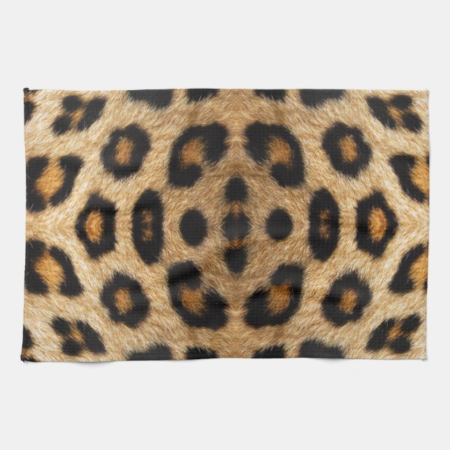 Kaleidoscope Leopard Fur Pattern Tea Towel (Horizontal)