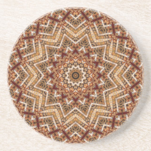 Kaleidoscope Light Brown Star Coaster (Front)