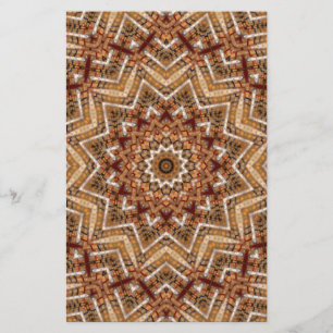Kaleidoscope Light Brown Star Stationery