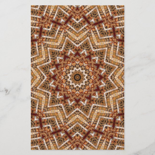 Kaleidoscope Light Brown Star Stationery (Front)