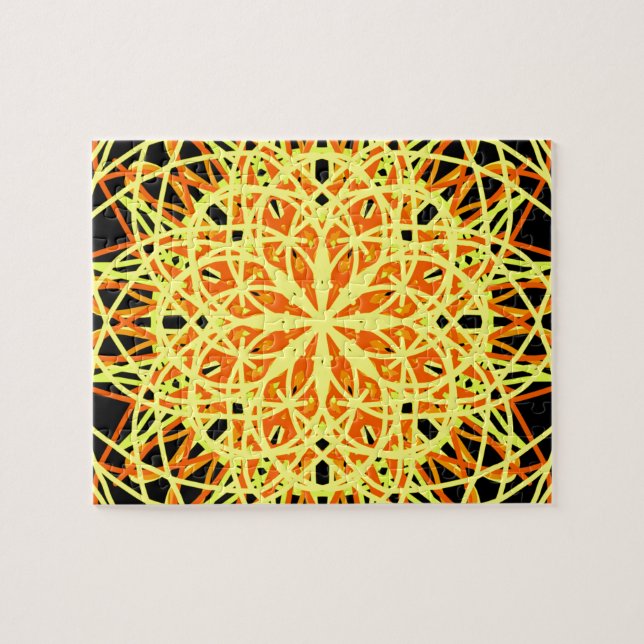 Kaleidoscope Mandala Art Energy Flower Yellow Jigsaw Puzzle (Horizontal)