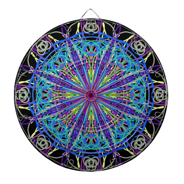 Kaleidoscope Mandala Art Joyful Colours Dartboard (Front)