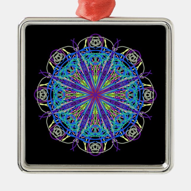 Kaleidoscope Mandala Art Joyful Colours Metal Tree Decoration (Front)