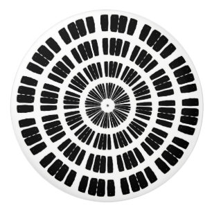 Kaleidoscope Mandala ceramic knob black and white