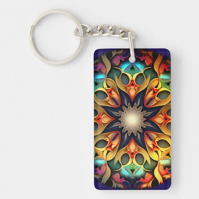Kaleidoscope Mandala Flower Design-23091 Key Ring (Front)