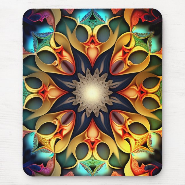 Kaleidoscope Mandala Flower Design-23091 Mouse Pad (Front)