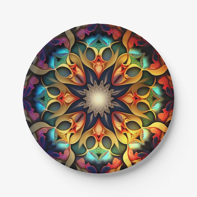 Kaleidoscope Mandala Flower Design-23091 Paper Plate (Front)