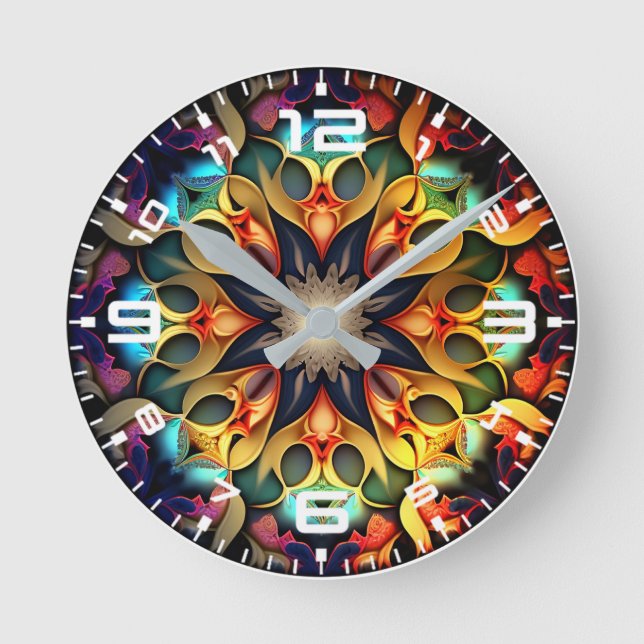 Kaleidoscope Mandala Flower Design-23091 Round Clock (Front)