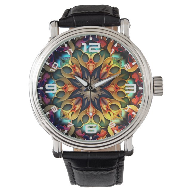 Kaleidoscope Mandala Flower Design-23091 Watch (Front)