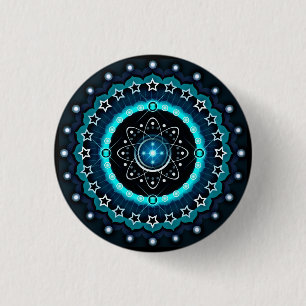 Kaleidoscope Mandala with Black Background 3 Cm Round Badge