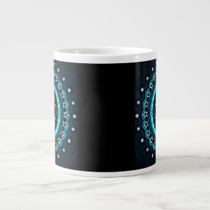 Kaleidoscope Mandala with Black Background  Large Coffee Mug