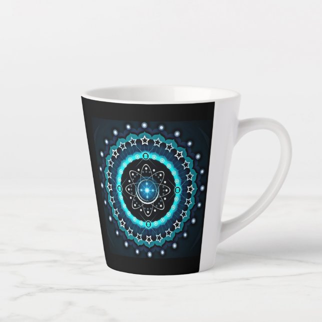 Kaleidoscope Mandala with Black Background  Latte Mug (Right)