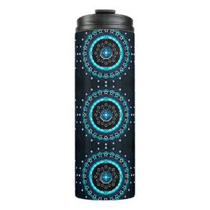 Kaleidoscope Mandala with Black Background Thermal Tumbler