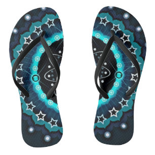 Kaleidoscope Mandala with Black Background Thongs