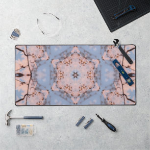 Kaleidoscope Morning Blue & Frost Pink Desk Mat