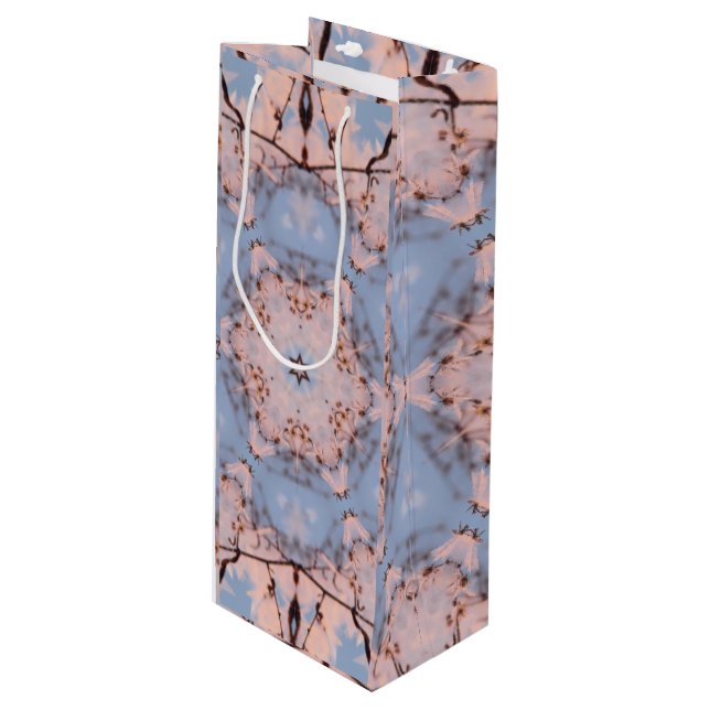 Kaleidoscope Morning Blue & Frost Pink Wine Gift Bag (Front Angled)