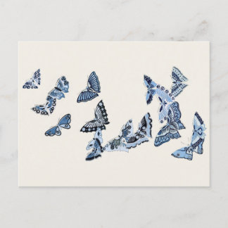 Kaleidoscope of Blue Japanese Butterflies Postcard