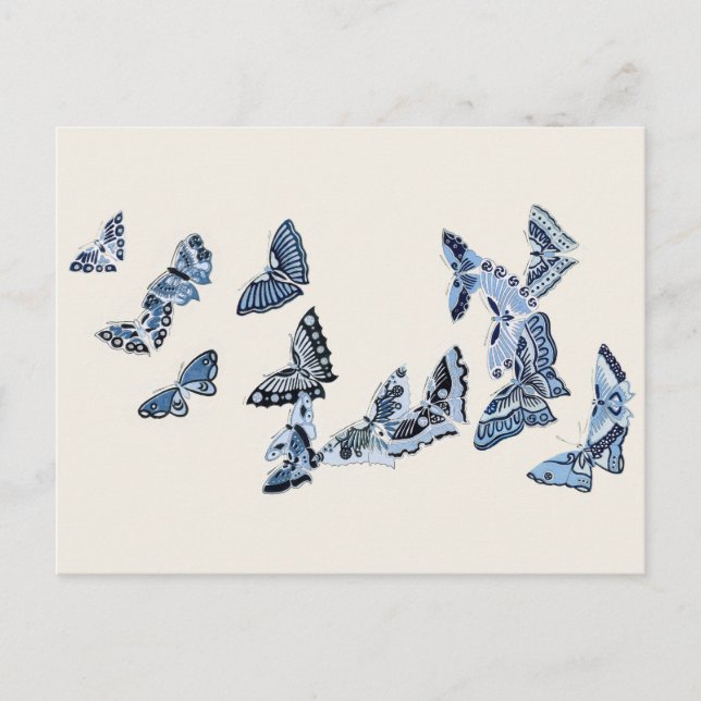 Kaleidoscope of Blue Japanese Butterflies  Postcard (Front)