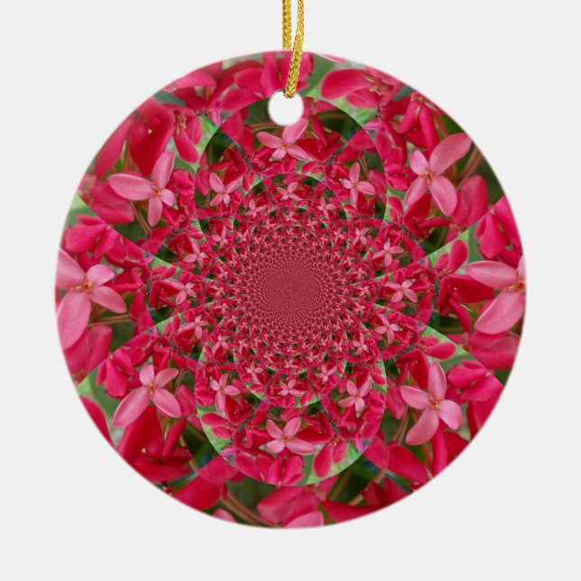 Kaleidoscope of Crimson: Blood Milkweed Flower Art Ceramic Ornament (Front)