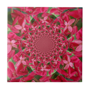Kaleidoscope of Crimson: Blood Milkweed Flower Art Ceramic Tile