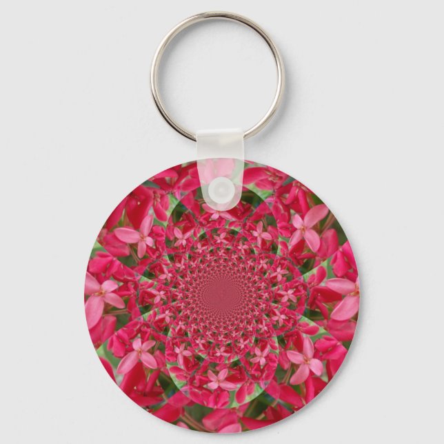 Kaleidoscope of Crimson: Blood Milkweed Flower Art Key Ring (Front)
