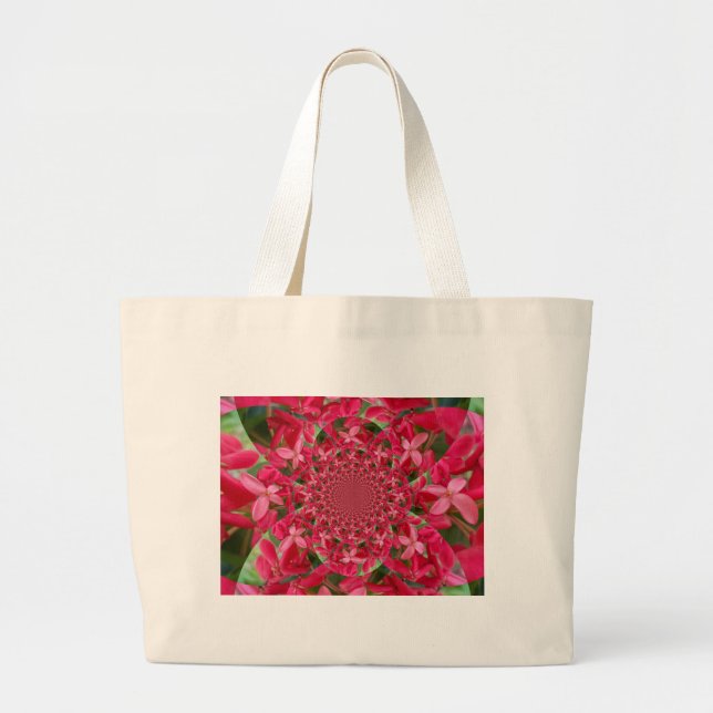 Kaleidoscope of Crimson: Blood Milkweed Flower Art Large Tote Bag (Front)