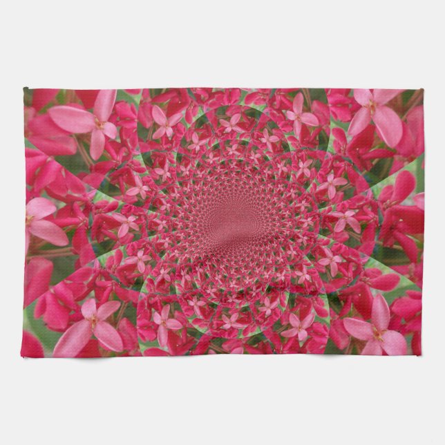 Kaleidoscope of Crimson: Blood Milkweed Flower Art Tea Towel (Horizontal)