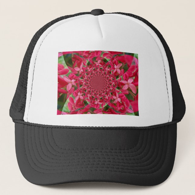 Kaleidoscope of Crimson: Blood Milkweed Flower Art Trucker Hat (Front)
