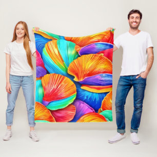 Kaleidoscope of Ocean Shells Fleece Blanket