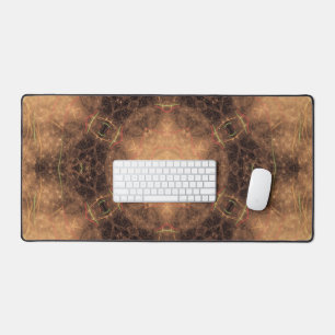Kaleidoscope Orange Mist Black Background Desk Mat